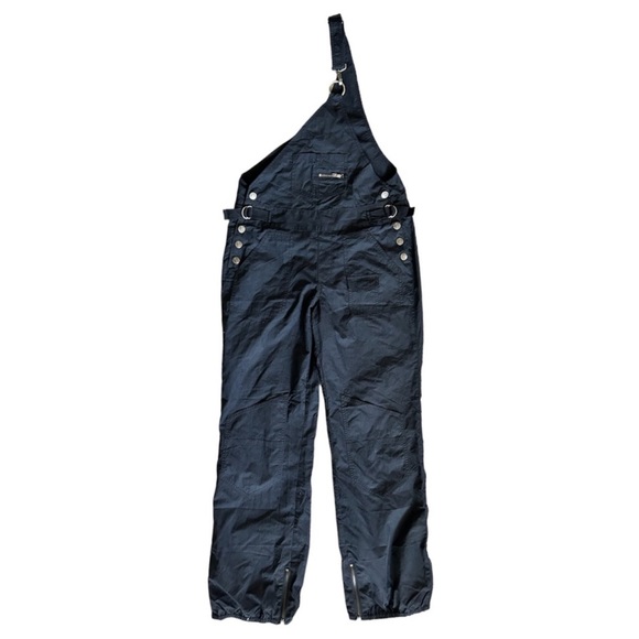 90S Y2K CYBER ONE SHOULDER BLACK OVERALLS BY MISDEMEANOR - Picture 3 of 4